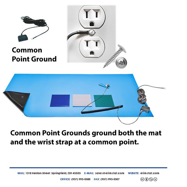 Diagram showing where snaps are installed on anti static esd safe table top bench top mats